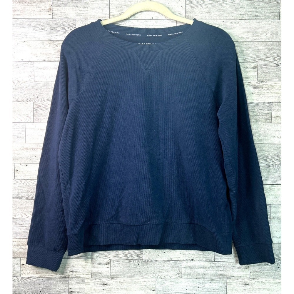 Marc New York Pullover‎ Sweatshirt Long Sleeve Ribbed Casual Blue Size M
